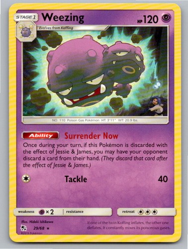 2019 POKEMON WEEZING HIDDEN FATES 29/68 R NM A61159 FREE S&H