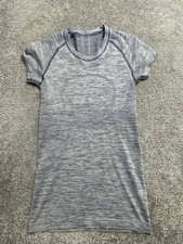 Lululemon Swiftly Tech Shirt Womens 6 Gray Seamless Heathered Mesh Panel Running