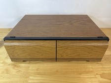 Vintage 80s 90s Faux Wood VHS Tape 18 Holder Storage Box 2 Drawer Case