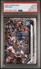 2025 TOPPS NOW #168 BEN RICE ROOKIE RC PSA 9 DNA AUTO 10
