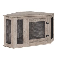 Corner Dog Crate Furniture, Wooden Dog Kennel End Table, Decorative Pet Crate...