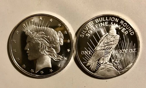 1 One .999 Silver Round 1 Troy Oz Peace Design Free shipping Uncirculated