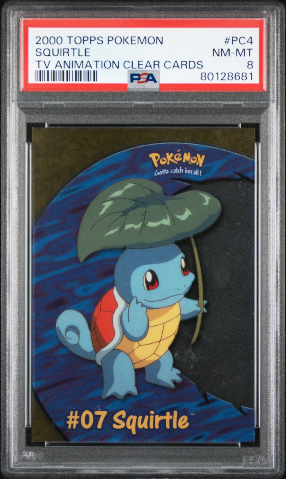 PSA 8 Squirtle #PC4 2000 Topps Pokemon Tv Animation Clear Cards 80128681