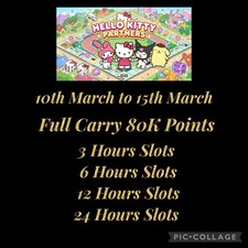 💫Monopoly_Go Hello Kitty Partners Event Full Carry 80K Points (3/6/12/24 Hours)