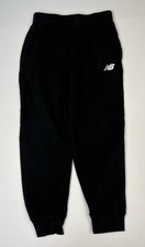 New Balance Kids Unisex Size 10 Sweatpants Jogger Black Logo Pockets Cotton Poly