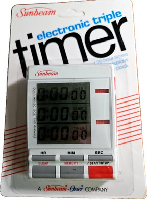Sunbeam Electronic Triple Timer #8180 White NOS Vintage