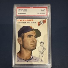 Topps 1954 Dusty Rhodes #170 PSA 7 Rookie New York Giants MLB Baseball Card. rookie card picture