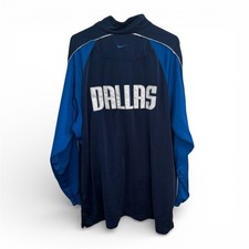 VTG Nike Dallas Mavericks NBA Warm Up Jersey Jacket Blue Button Up Size XL Dirk