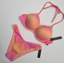 Victoria's Secret Swim Bombshell Add 2 cups Push-up Set Pink Ombre Brazilian