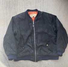 Vintage 1970s MIL-J-8279D Black Bomber Jacket Orange Lining made in usa