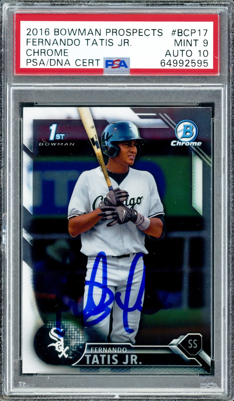 Fernando Tatis Jr. Auto 2016 Bowman Chrome RC BCP17 Padres PSA 9 Sig 10 PSA/DNA