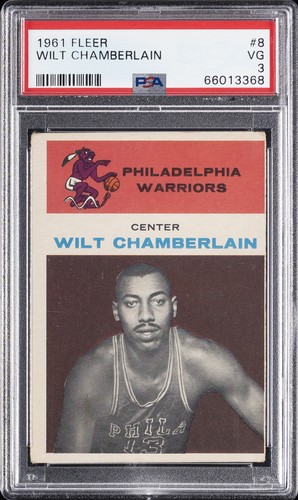 1961 FLEER #8 WILT CHAMBERLAIN ROOKIE RC PSA 3