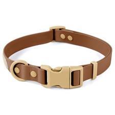 Waterproof Dog Collar with Quick Release Buckle Odor Proof 37.5-55cm Brown