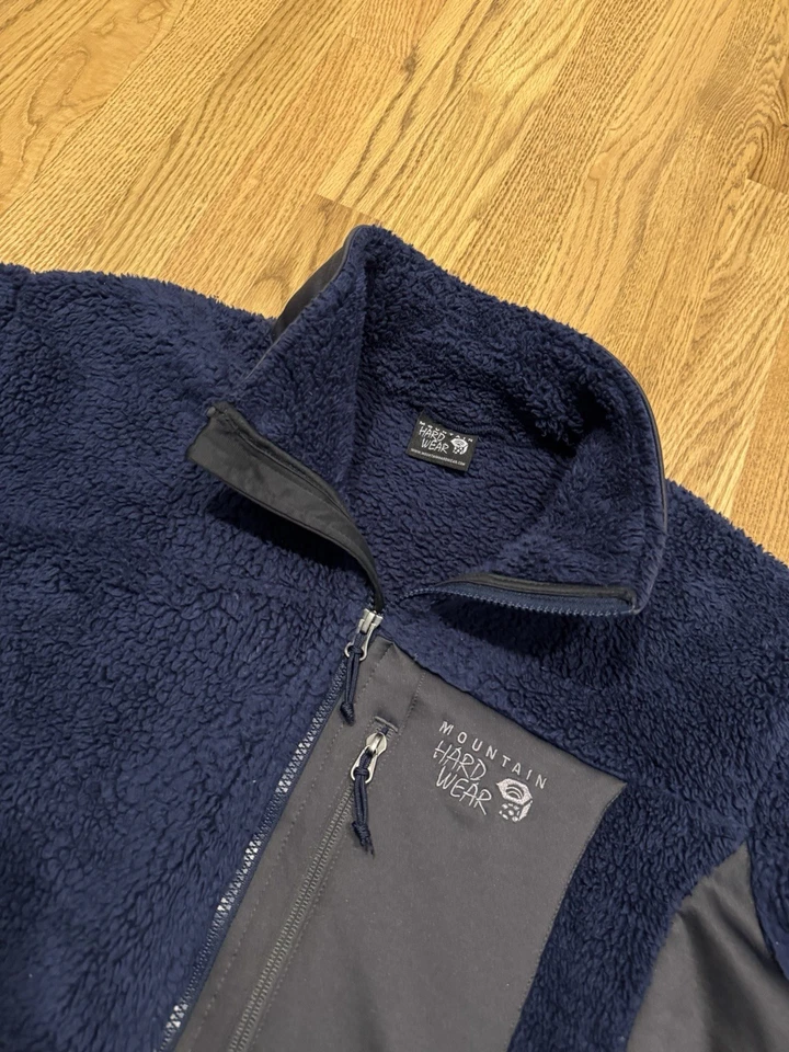 Jaqueta de Lã Mountain Hardwear Sherpa Masculina Tamanho Grande Azul Zíper Completo Pilha Profunda - Imagem 2 de 4