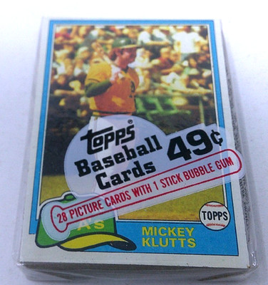 1981 Topps Baseball Cello Pack 28 cards Mickey Klutts on top Sealed