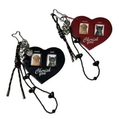 Delicate Heart Keychain with Multiple Card Holder Stylsih Heart Beaded Keyrings