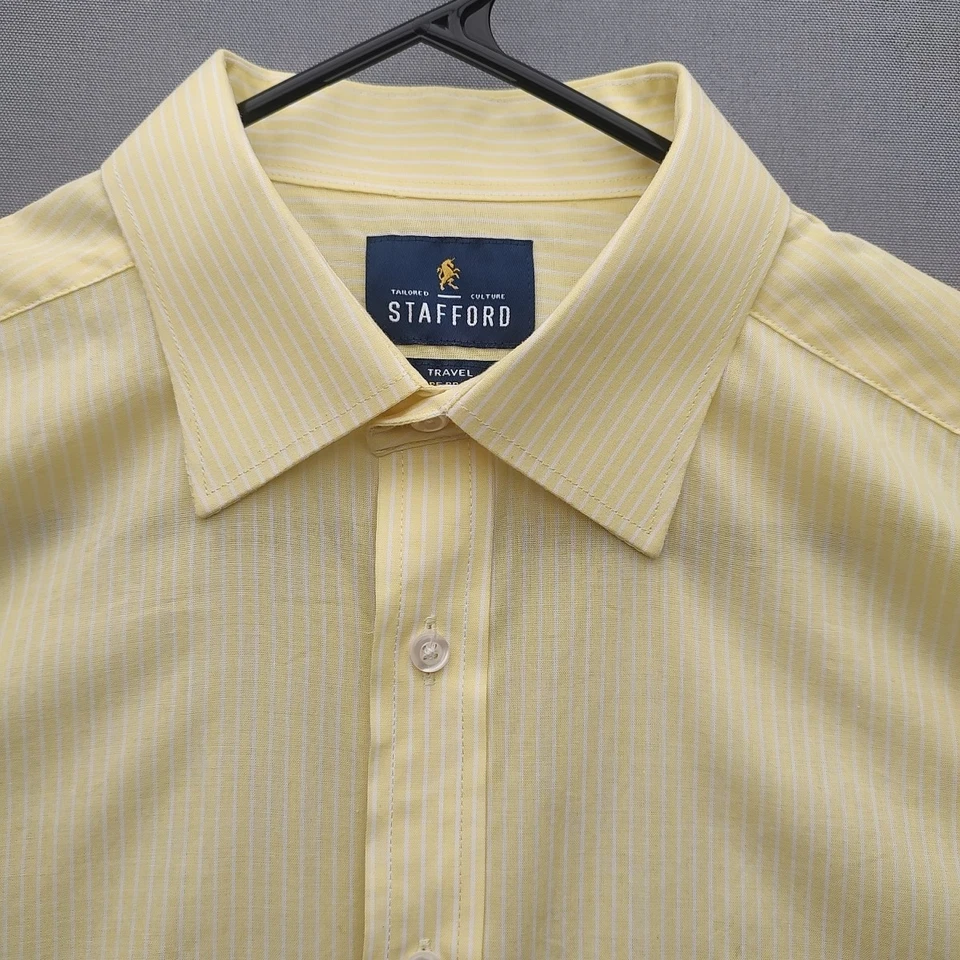 Camisa de vestir amarilla Stafford Travel para hombre manga larga talla 16 34-35 Foto 2 de 4