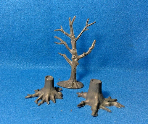Marx matched set dead tree and stumps dark gray vinyl from 1950's playset
