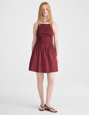 Hot Sale Madewell Womens Smocked High-Neck Mini Dress - Dusty Merlot