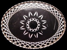 JA25149 VINTAGE 1970  ABSTRACT ETCHED FLOWER  SPIROGRAPH SILVERTONE BUCKLE