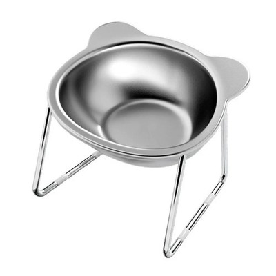 Raised Cat Bowl Tilted 15° Stainless Steel Elevated Pet Food Dish