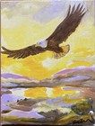 8”x10” GOLDEN EAGLE SUNSET, Signed By Artist, Original Acrylic Canvas/COA — photo 1