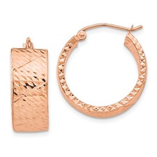 22mm 14k Rose Gold Shiny-Cut Hoop Earrings