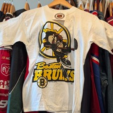 Vintage 1998 NHL Boston Bruins LOONEY TUNES TAZ white color shirt VK12305