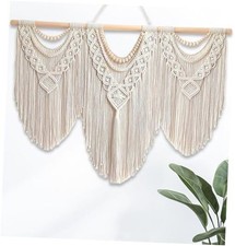 Gliterra Large Macrame Wall Hanging Handmade Boho Tapestry 43"x32" - Wall Beige