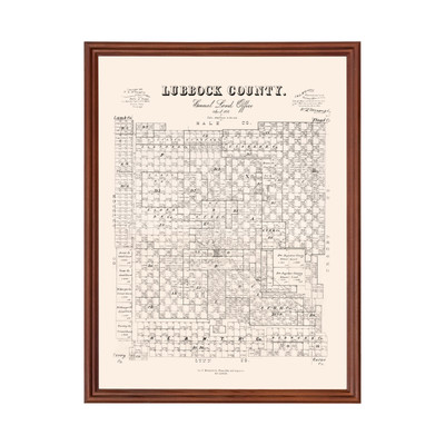 Old Map of Lubbock County, TX 1892 - Vintage Texas Art