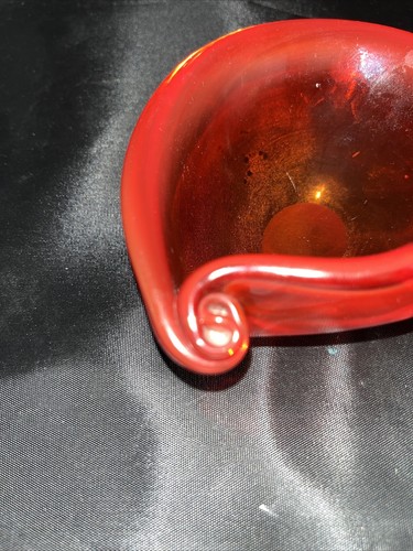 VINTAGE MURANO RED ART GLASS HAND BLOWN CIGAR ASHTRAY 4.75” - Picture 3 of 8