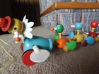 VINTAGE TODDLER 1956 FISHER PRICE PULL TOY MAMA DUCK AND THREE BABIES WOODEN
