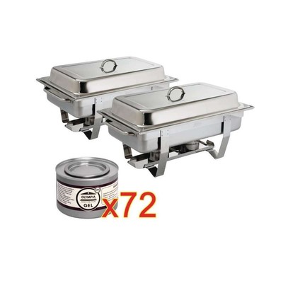 OFFRE SPECIALE Set de 2 Chafing dish Milan avec 72 capsules de gel combustible Olympia