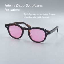 Brand New men handmade pink sunglasses women pink glasses Johnny Depp glasses