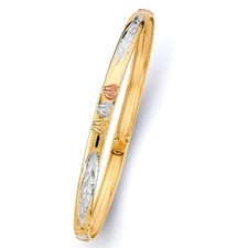 NEW 14K TRI COLOR GOLD ADJUSTABLE BANGLE