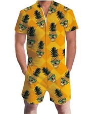 Mens Casual Romper Short Sleeve T-shirt Playsuit Jumpsuit Summer Shorts Pants