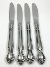 4 Ekco Eterna REGAL ROSE Stainless Custom Japan Dinner Knives Flatware