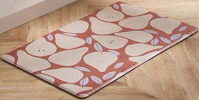 ANTI-FATIGUE NON SLIP PVC FLOOR MAT(18''x30'')FRUITS,CREAM PEARS ON LIGHT BROWN,SM