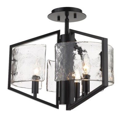 Golden Lighting Varsha 3 Light Semi-Flush Mount, Matte Black - 3162-SFBLK-HWG