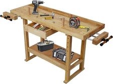 55'' Wood Workbench, 330Lbs Work Bench w/Drawers Storage Shelves,Garage Workshop