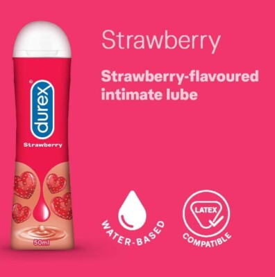 Durex Lube Strawberry Flavoured Lubricant Gel for Men & Women - 50ml