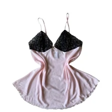 Fantasies by Morgan Taylor Ballerina Pink & Black Sheer Floral Bust slip dress