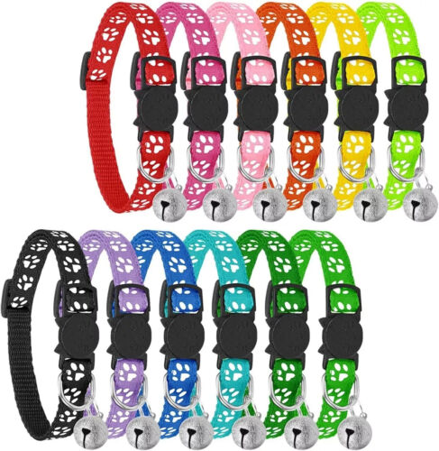 12x Safety Release Kitten Collar Quick Release Reflective Bell Hi Vis Adjustable - Picture 2 of 9