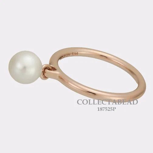 Authentic Pandora Silver PANDORA Rose Pearl Ring Size 52 6