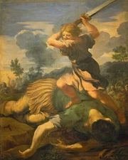 Catholic print picture- DAVID KILLS GOLIATH VA  -   8" x 10" ready to be framed
