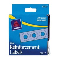 Avery Clear Self-adhesive Reinforcement Labels, Round, Pack Of 200 (5721) Avery Clear Self-adhesive Reinforcement Labels, Round, Pack Of 200 (5721)