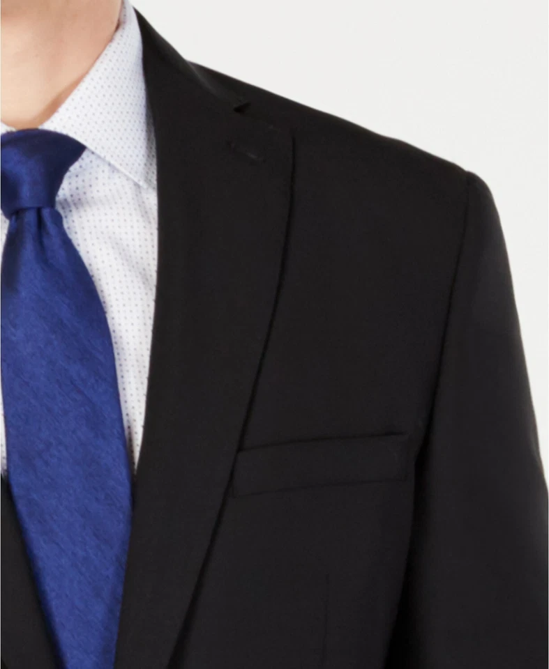 DKNY Men's Black Wool Blend Modern Fit Stretch Solid Regular Suit Jacket - 48... - Image 3 of 3