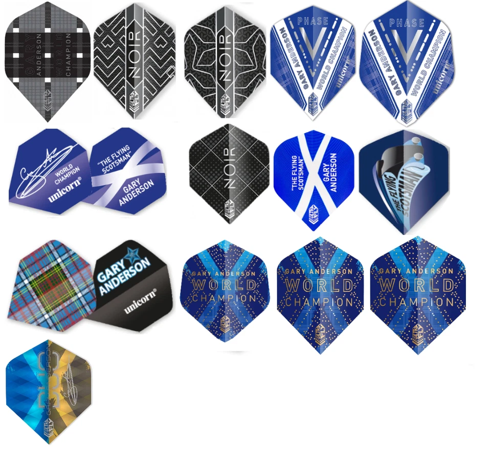 1 Satz, 3st.Flights Unicorn Gary Anderson ,AR1,2 Blue,Big Wing,Plus,75 100 Micro