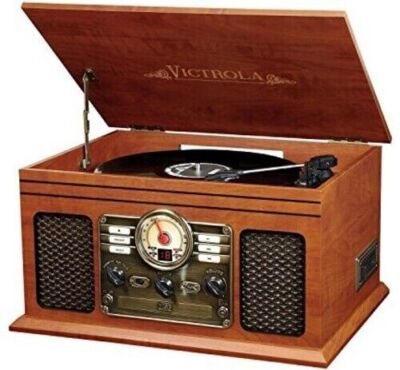 WB  Victrola 6 in 1 Music Center Bluetooth CD 3 Speed Turntable AM FM Mahogany