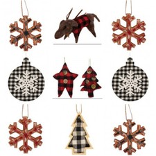 Buffalo Plaid Red  Black Check Christmas Ornament Set - ALL BRAND NEW - 10 Pcs